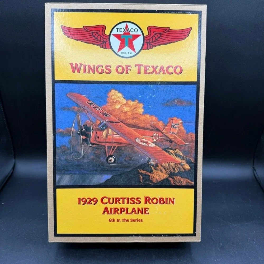Vintage Wings of Texaco 1929 Curtiss Robin Airplane Bank‎ Diecast Red OS Vintage